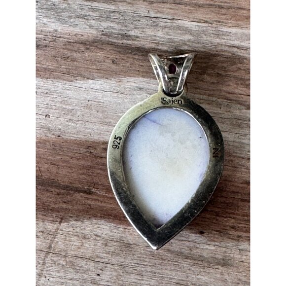 Sterling Silver Teardrop Druzy  Amethyst Pendant Sajen 925 - Picture 7 of 8